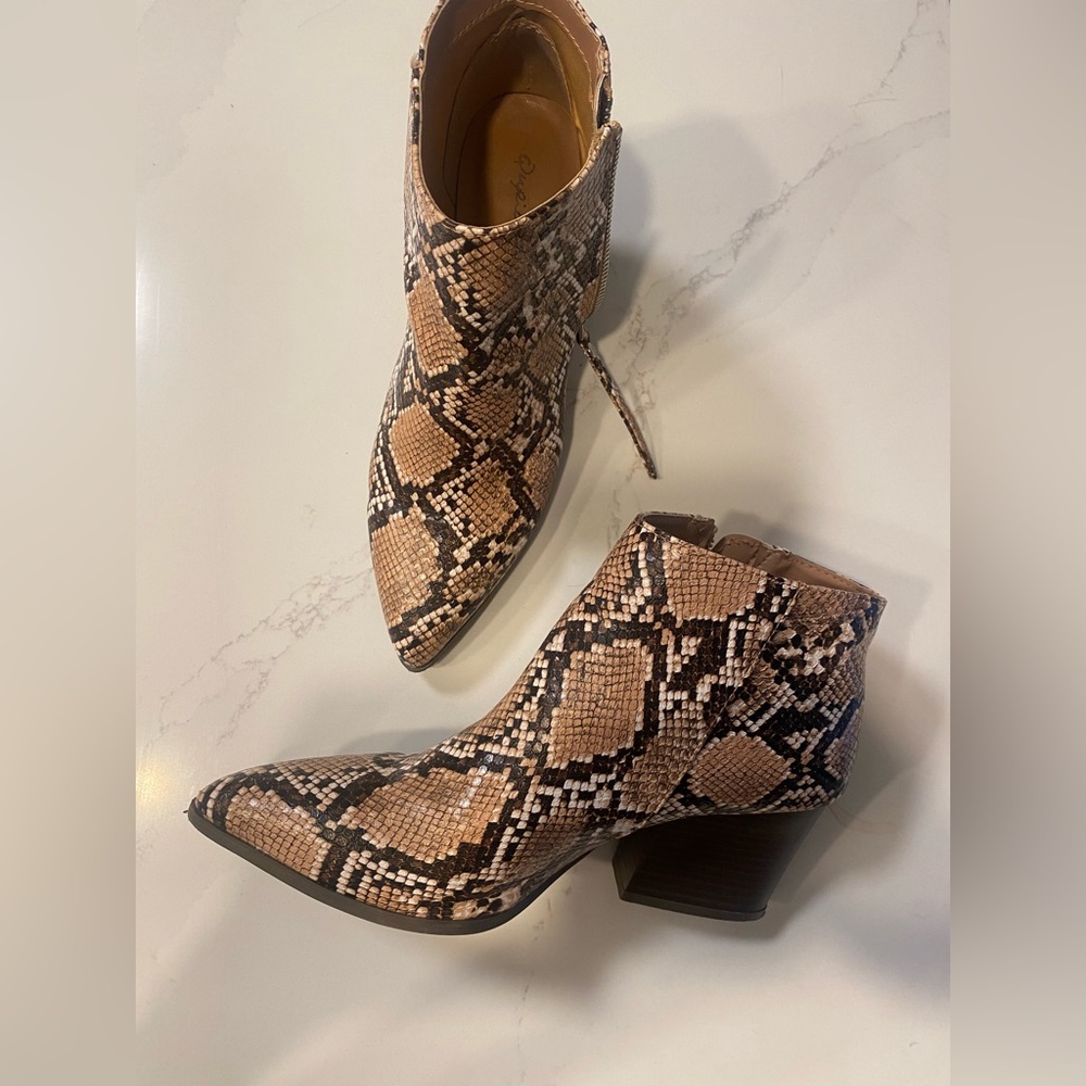 Lulu’s snakeskin bootie